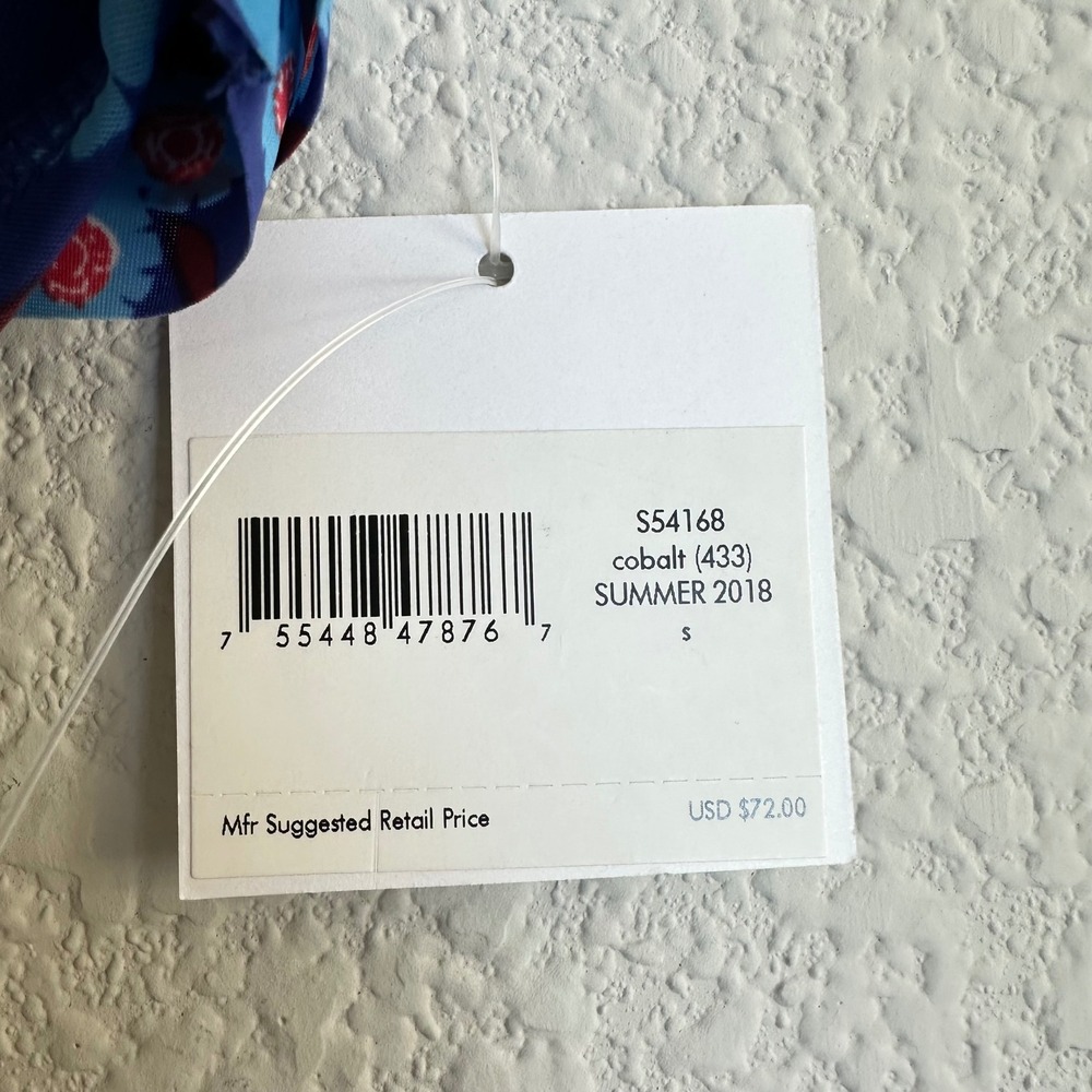 Kate Spade New York Dive Right In Ruffle Bikini Bottom Cobalt Blue Floral Small - Picture 8 of 8